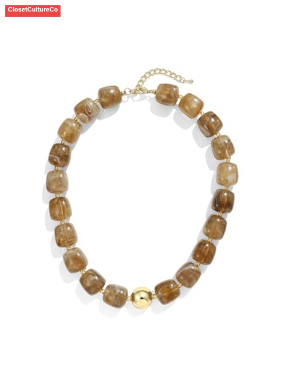 Chunky Square Resin Beaded Statement Necklace with Extender